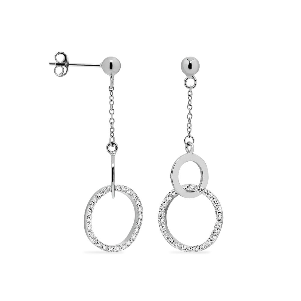 Boucles D'oreilles Pendantes Dita Argent Blanc Oxyde De Zirconium - Pendantes Femme | Marc Orian