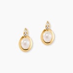 Boucles D'oreilles Puces Tahyssae Or Jaune Perle De Culture Et Oxyde - Puces Femme | Marc Orian