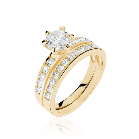 Bague Double Jeu Plaqué Or Jaune Oxyde De Zirconium - Bagues Solitaire Femme | Marc Orian