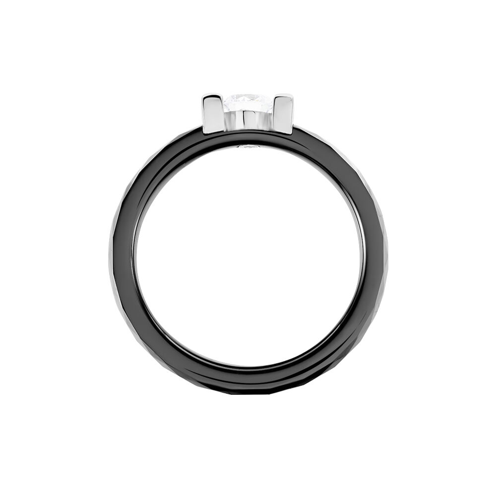 Bague Solitaire Ceramik Design Argent  Oxyde De Zirconium Et C&eacute;ramique - Bijoux fantaisie Femme | Marc Orian