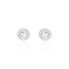 Boucles D'oreilles Puces Rosalie Or Blanc Oxyde De Zirconium - Clous d'oreilles Femme | Marc Orian