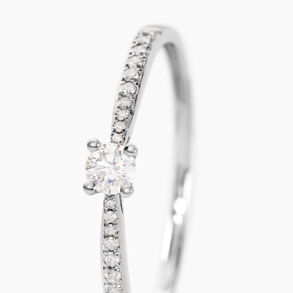 Bague Solitaire Hemera Or Blanc Diamant - Parures de mariage Femme | Marc Orian