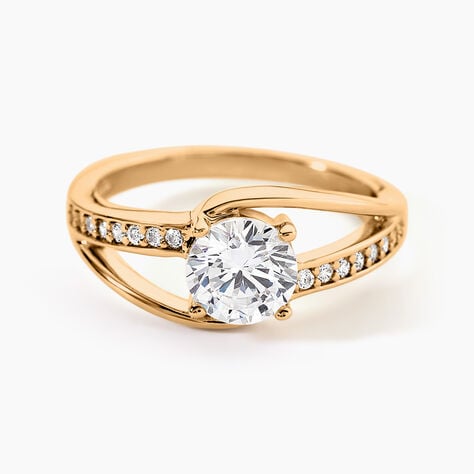 Bague Solitaire Khali Plaqu&eacute; Or Jaune Oxyde De Zirconium - Bijoux fantaisie Femme | Marc Orian