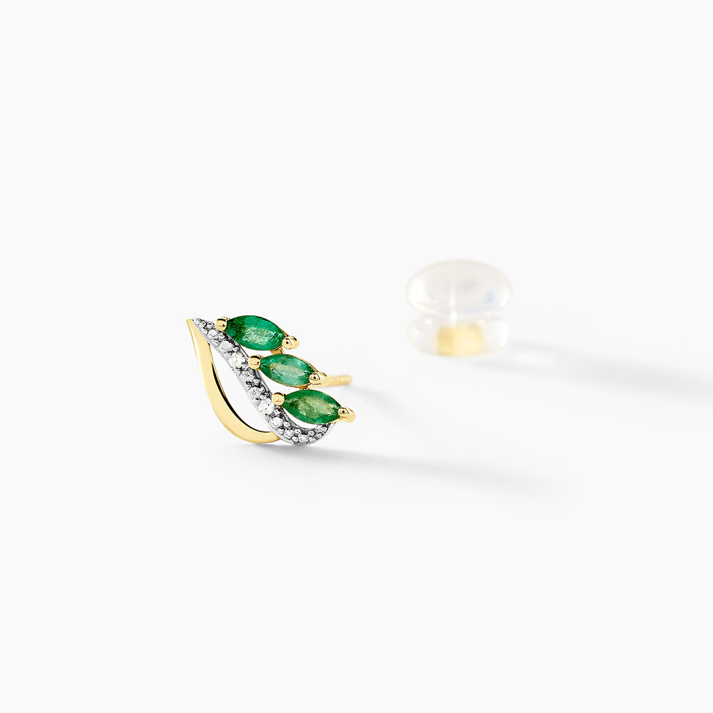 Boucles D'oreilles Puces Or Jaune  Sheelagh Emeraudes Diamants -  Femme | Marc Orian