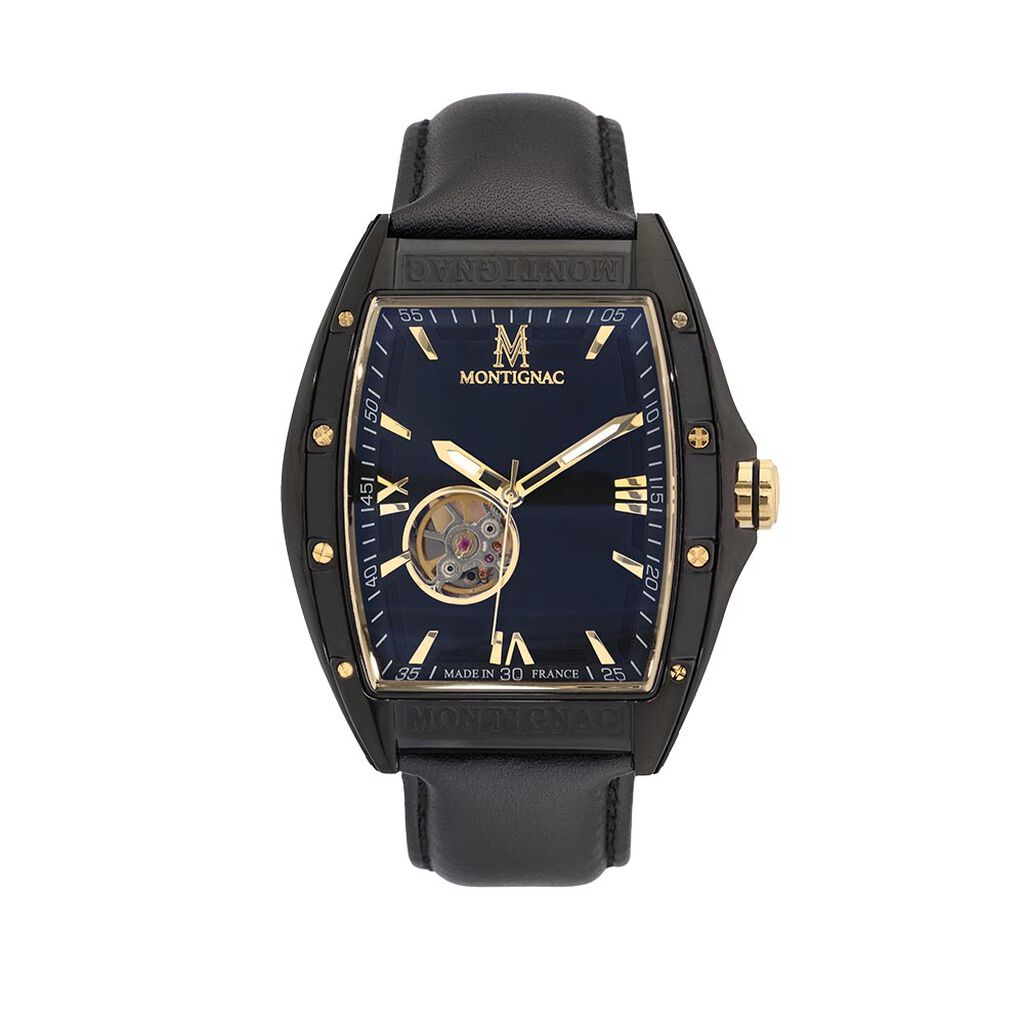 Montre Montignac Tonneau Automatique Noir - Montres automatiques Homme | Marc Orian