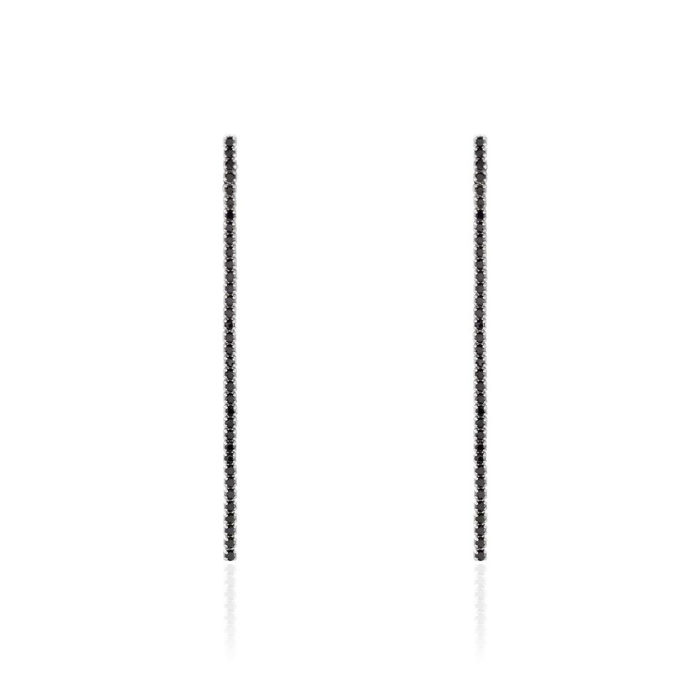 Boucles D'oreilles Pendantes Lou-anne Argent Blanc Oxyde Noir - Pendantes Femme | Marc Orian