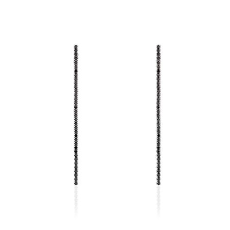 Boucles D'oreilles Pendantes Lou-anne Argent Blanc Oxyde Noir - Pendantes Femme | Marc Orian
