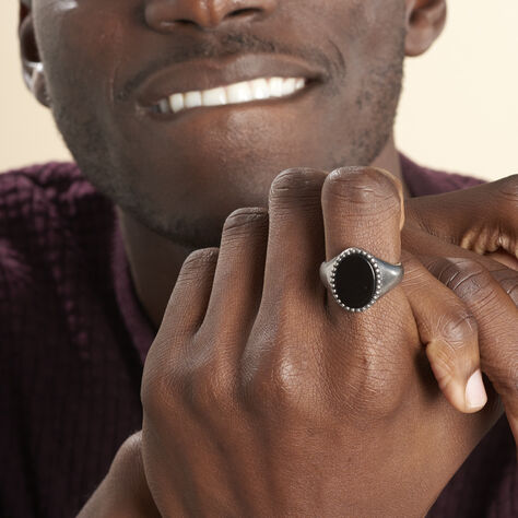 Bague Laido Acier Blanc Agate - Bague fantaisie Homme | Marc Orian
