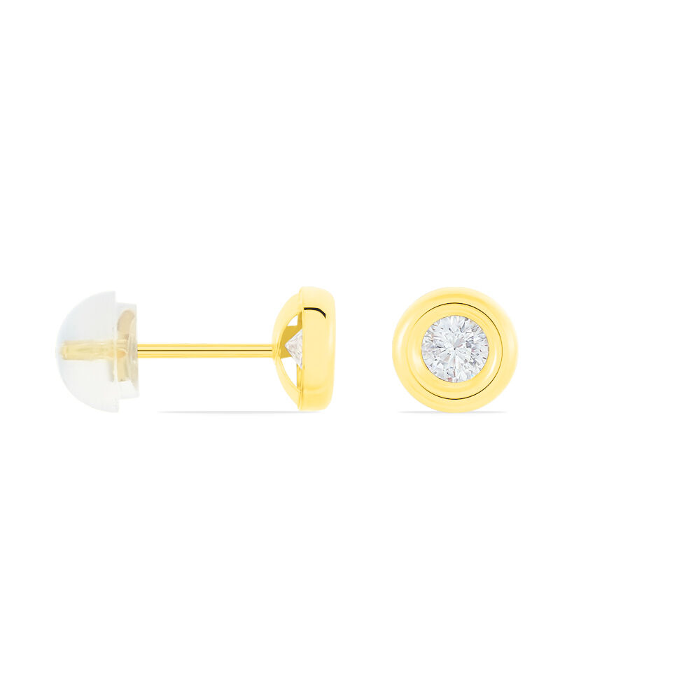 Boucles D'oreilles Puces Eden Serti Pneu Or Jaune Oxyde De Zirconium - Puces Femme | Marc Orian