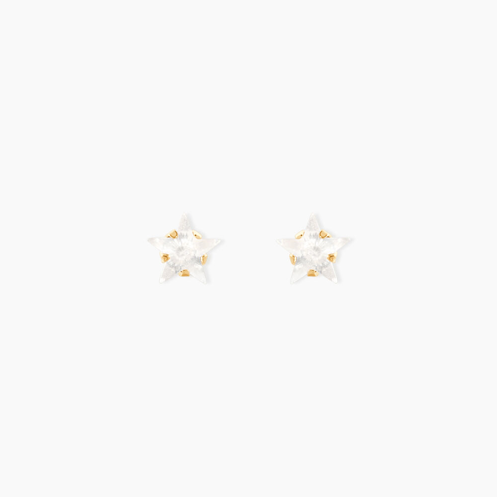 Boucles D'oreilles Puces Elais Etoile Or Jaune Oxyde De Zirconium - Puces Femme | Marc Orian