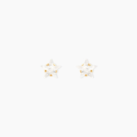 Boucles D'oreilles Puces Elais Etoile Or Jaune Oxyde De Zirconium - Puces Femme | Marc Orian