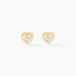 Boucles D'oreilles Puces Edme C&oelig;ur Or Jaune Strass - Puces Famille | Marc Orian