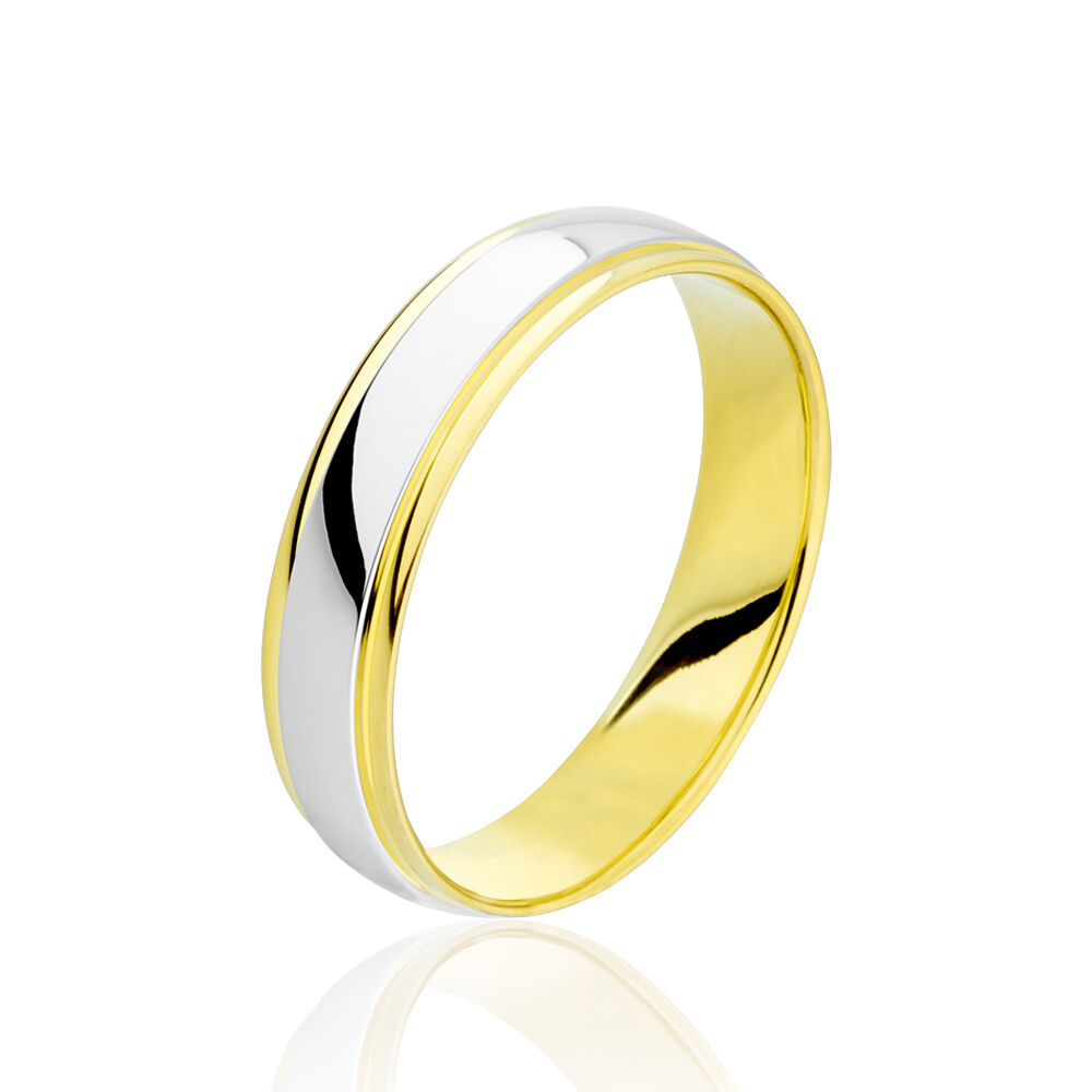 Alliance Miroir Ruban Plat Or Bicolore - Alliances duo Famille | Marc Orian