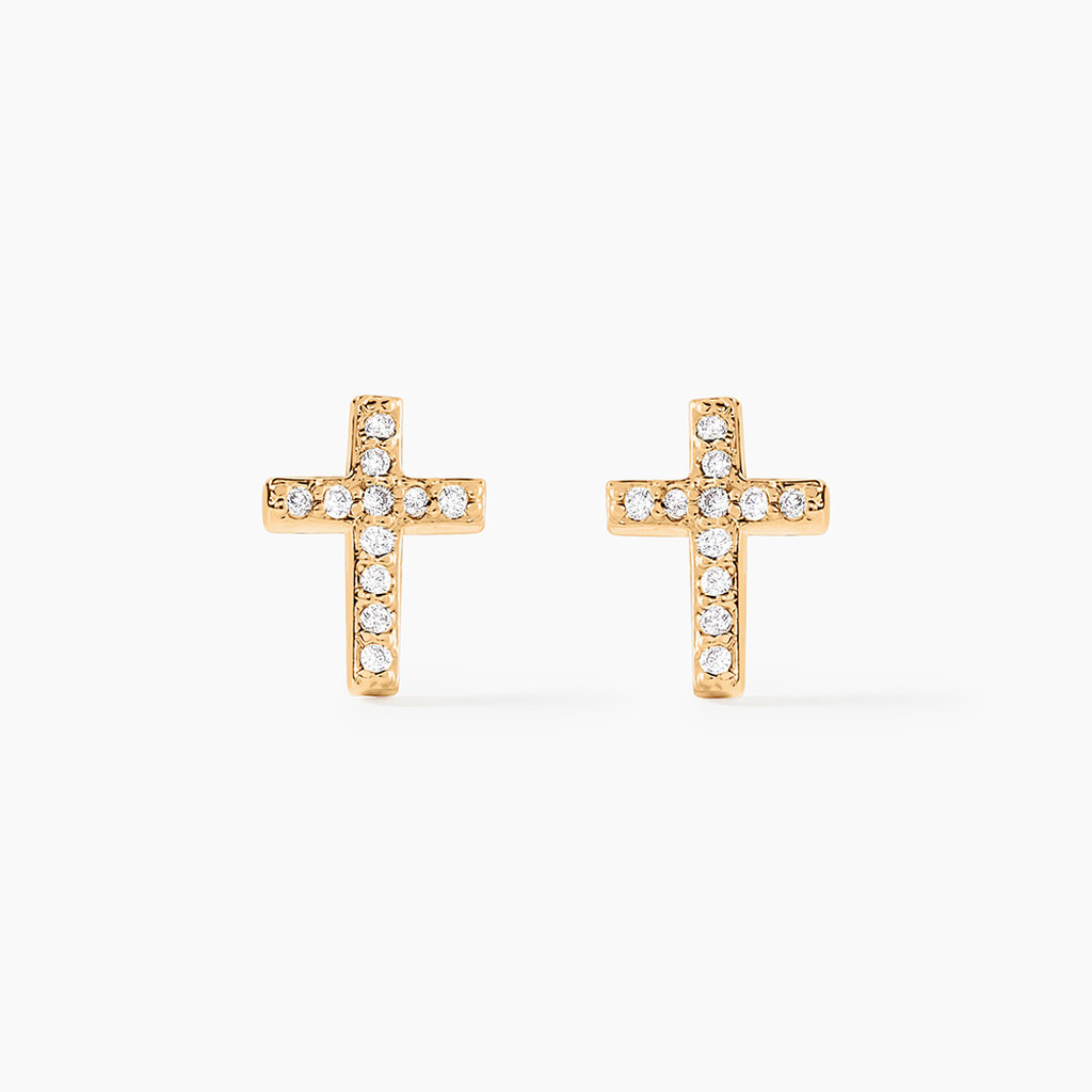 Boucles D'oreilles Puces Fatos Plaqué Or Oxydes De Zirconium - Puces Femme | Marc Orian