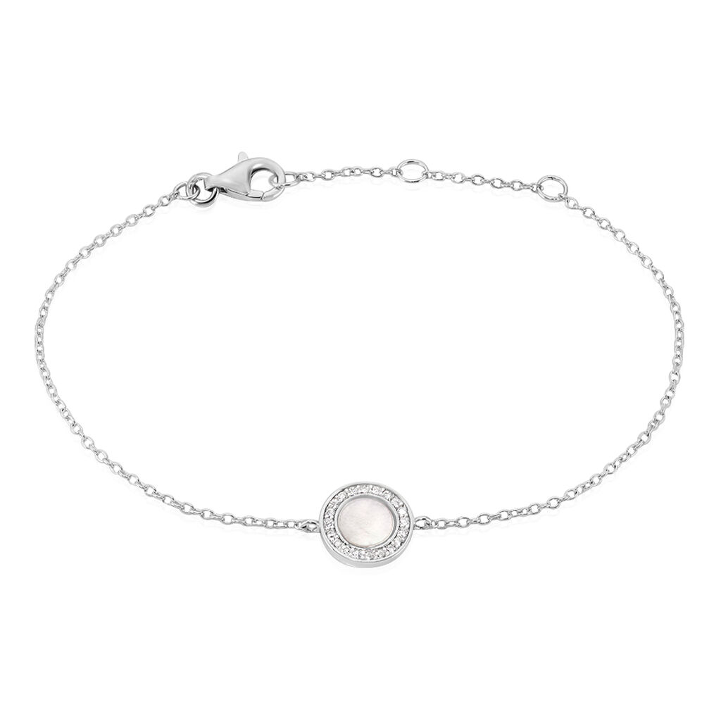 Bracelet Nawala Argent Blanc Oxyde De Zirconium Et Nacre - Bracelets Medailles Femme | Marc Orian