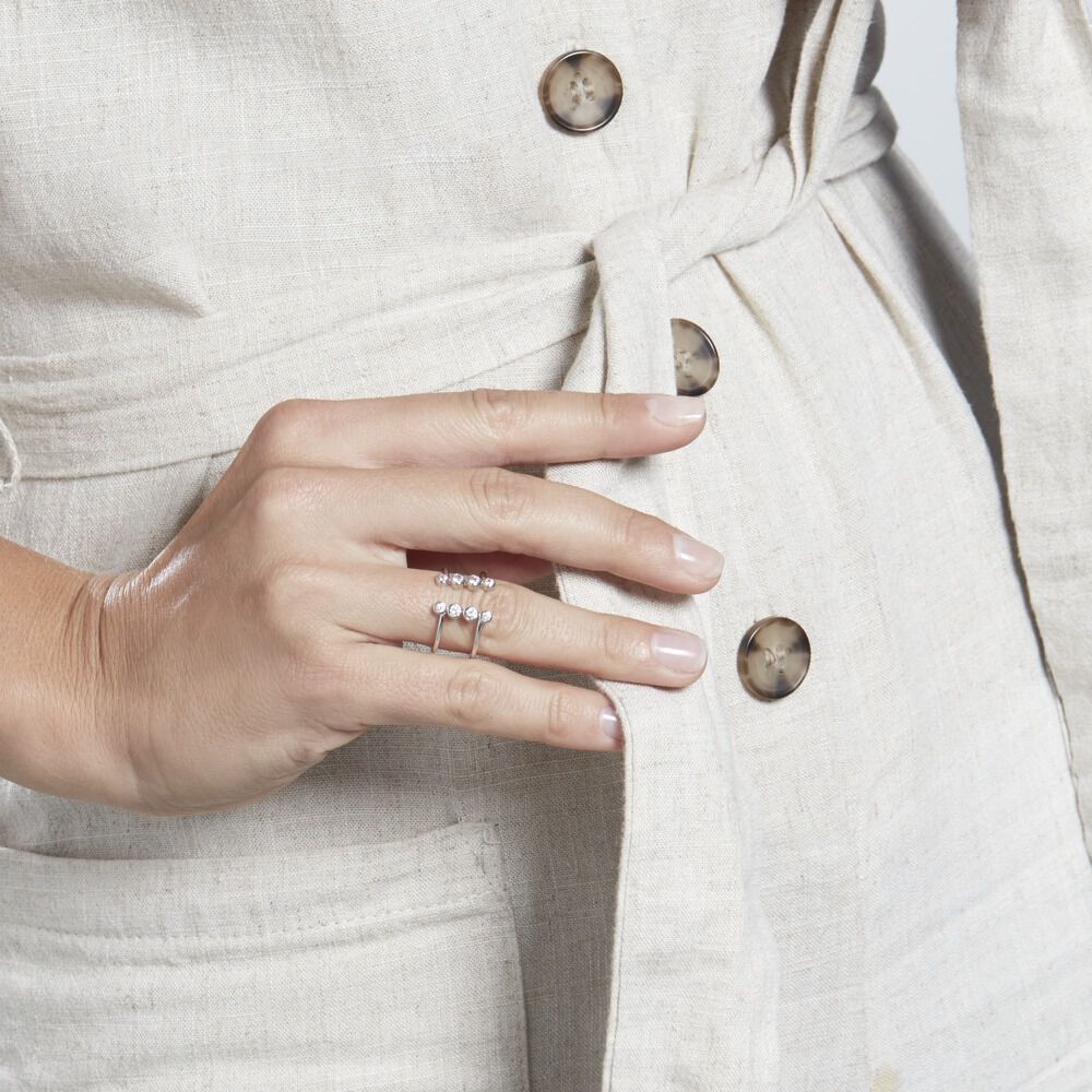 Bague Ajustable Janvier Argent Oxydes De Zirconium - Bagues avec pierre Femme | Marc Orian