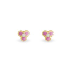 Boucles D'oreilles Puces Fleur Rose Or Jaune - Clous d'oreilles Enfant | Marc Orian
