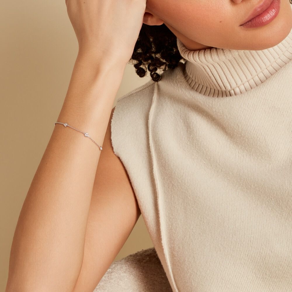 Bracelet Sylvette Argent Blanc Oxyde De Zirconium - Bracelets chaînes Femme | Marc Orian