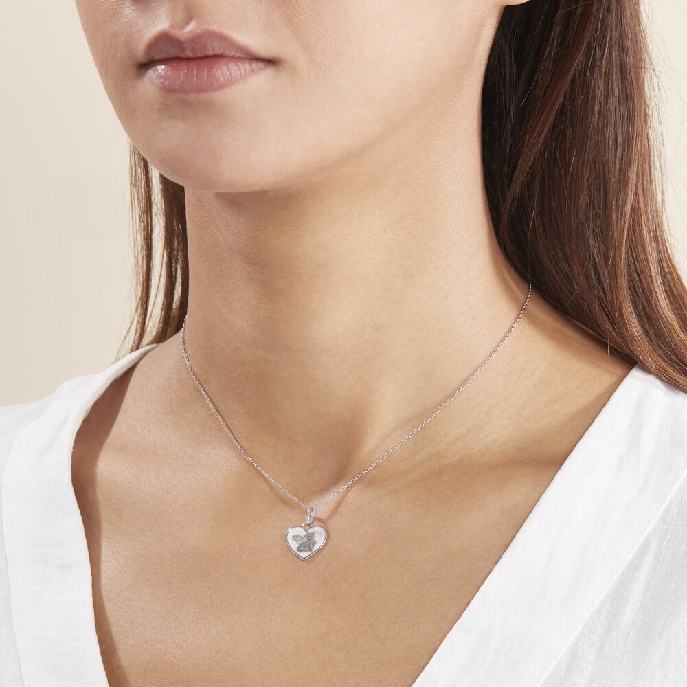 Pendentif Ange Coeur Or Blanc - Bijoux personnalisés Famille | Marc Orian