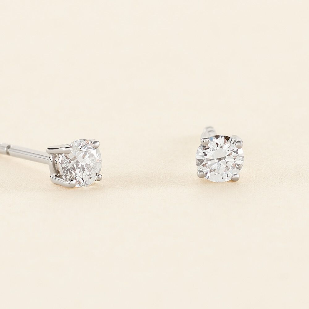 Boucles D'oreilles Puces Aphrodite Platine Blanc Diamant -  Homme | Marc Orian