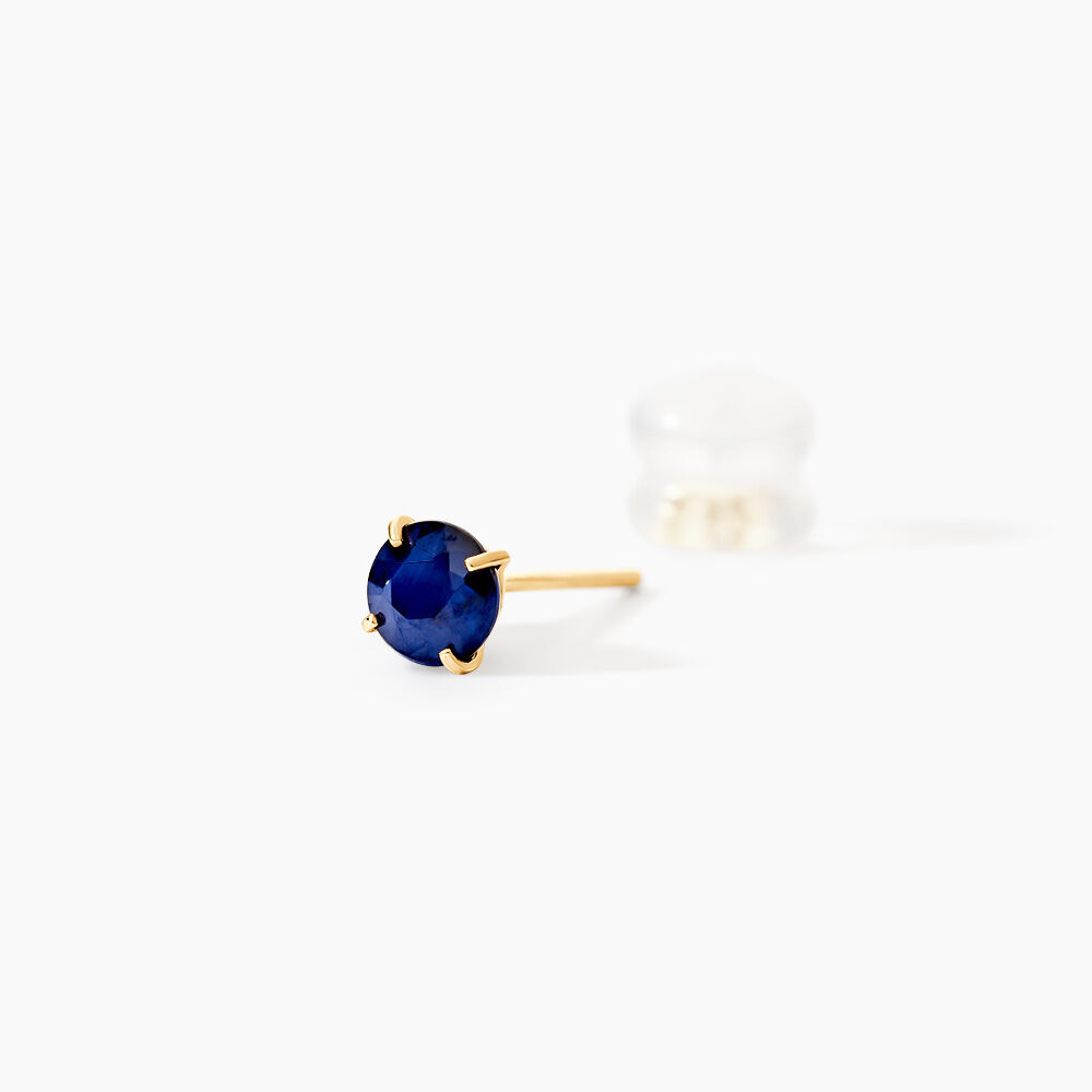 Boucles D'oreilles Puces Elea Serti Griffe Or Jaune Saphir - Puces Femme | Marc Orian