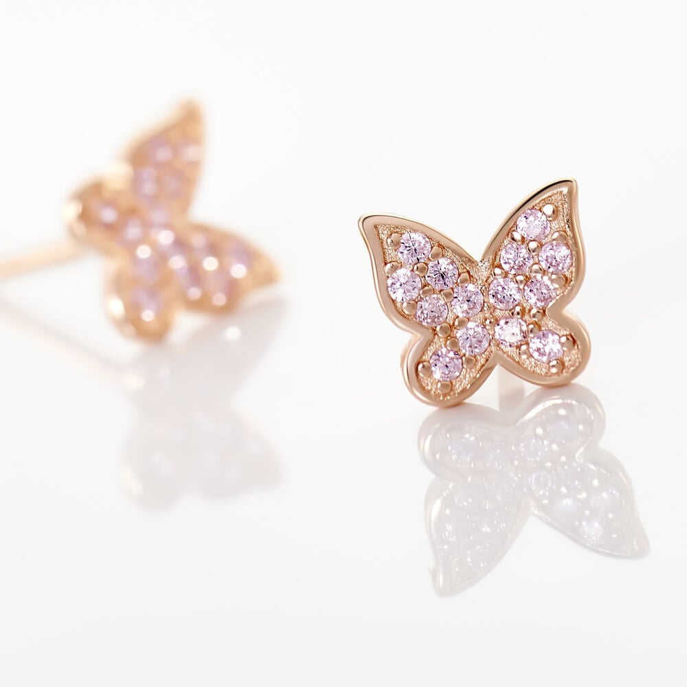 Boucles D'oreilles Puces Anne-lise Argent Rose Oxyde De Zirconium - Puces Femme | Marc Orian