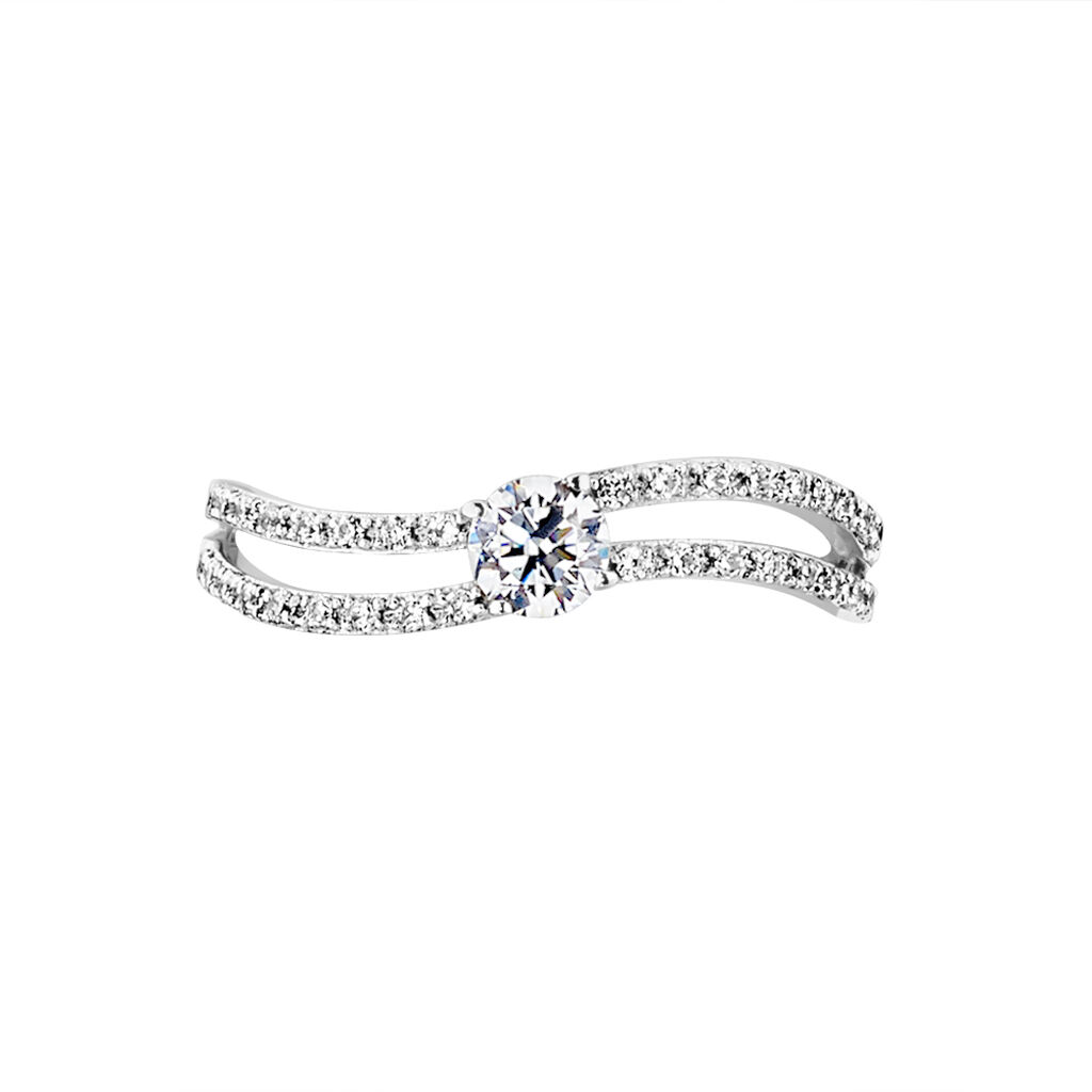 Bague Vrille Double Or Blanc Oxyde De Zirconium - Bagues Solitaire Femme | Marc Orian