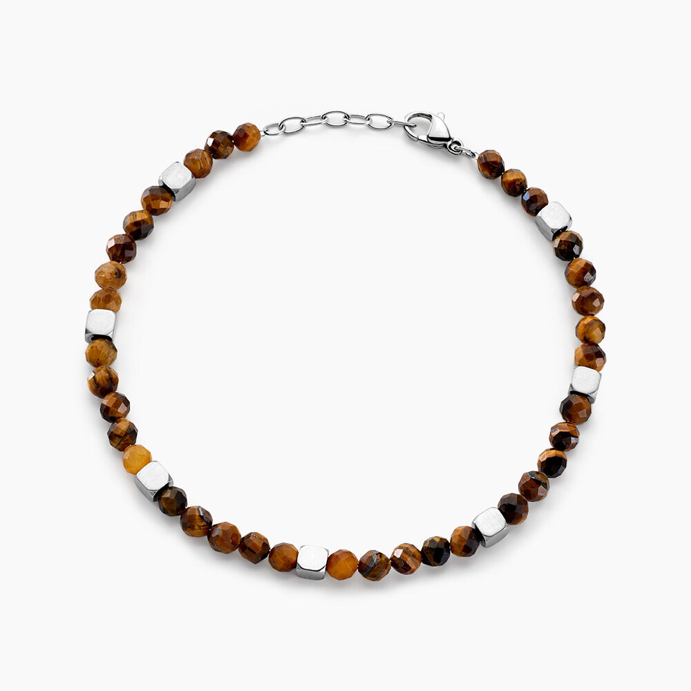 Bracelet Oleg Acier Blanc Oeil De Tigre - Bracelets chaînes Homme | Marc Orian