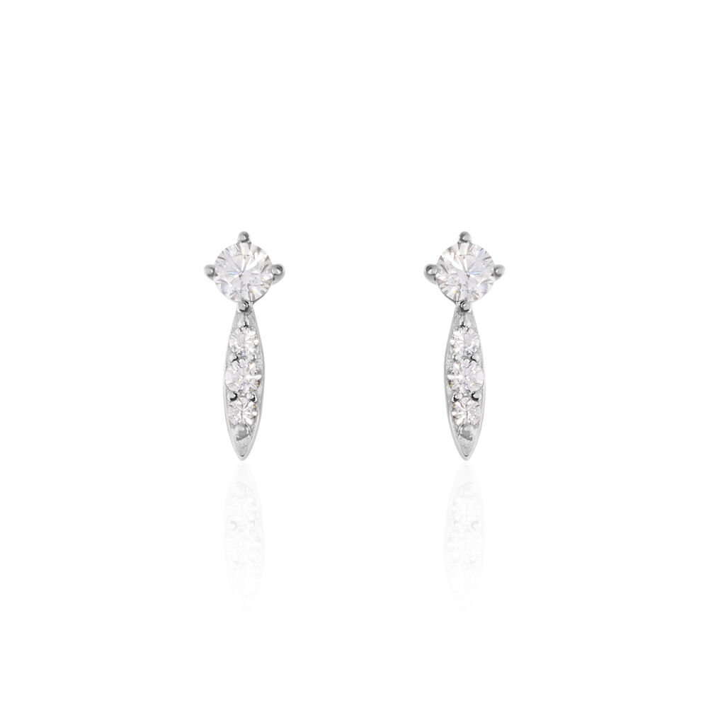 Boucles D'oreilles Puces Bormana Argent Blanc Oxyde De Zirconium - Puces Femme | Marc Orian