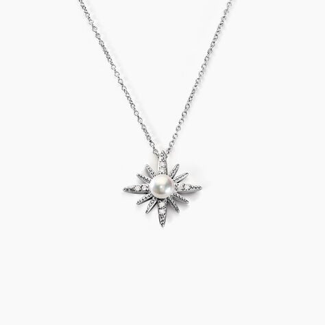 Collier Clementia Argent Blanc Perle De Culture Oxyde De Zirconium - Colliers avec pierres Femme | Marc Orian