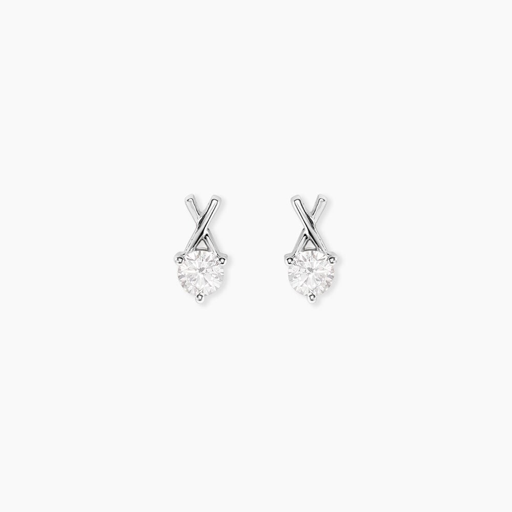 Boucles D'Oreilles Puces Lodie Argent Blanc Oxyde De Zirconium - Puces Femme | Marc Orian