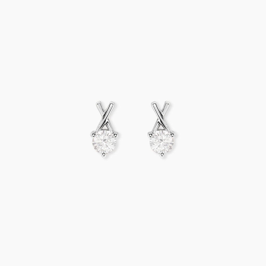 Boucles D'Oreilles Puces Lodie Argent Blanc Oxyde De Zirconium - Puces Femme | Marc Orian