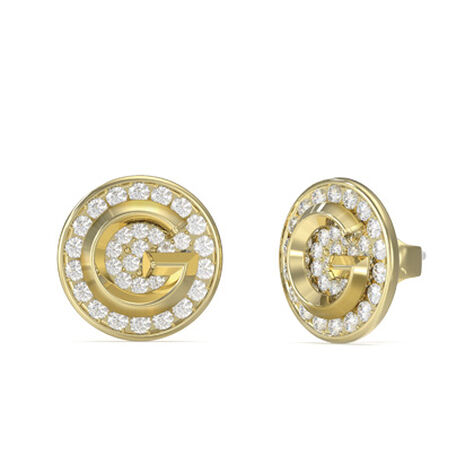 Boucles D'Oreilles Puces Guess G Crystal Acier Jaune Oxyde De Zirconium - Puces Femme | Marc Orian