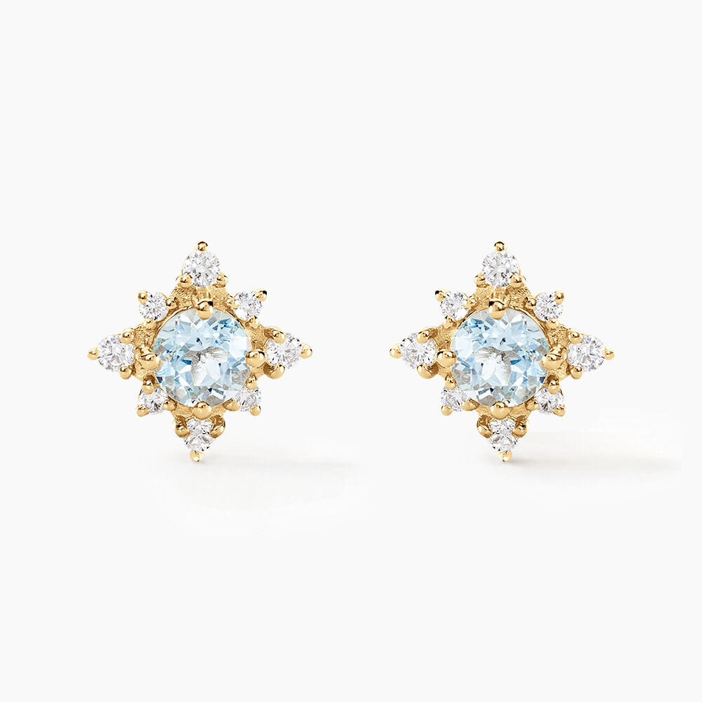 Boucles D'oreilles Puces Astrithr Or Jaune Topaze Oxyde De Zirconium - Puces Femme | Marc Orian