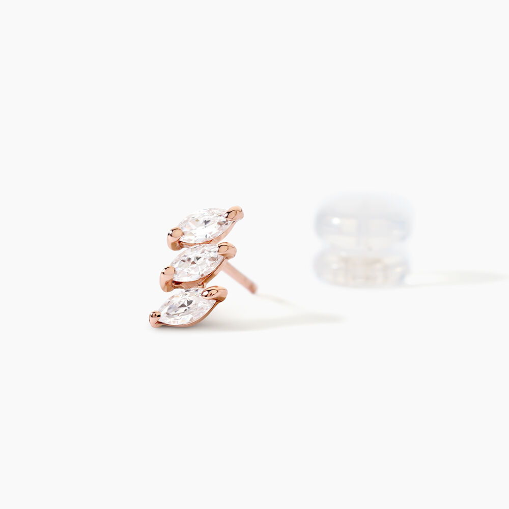 Boucles D'oreilles Puces Edma Or Rose Oxyde De Zirconium - Puces Femme | Marc Orian