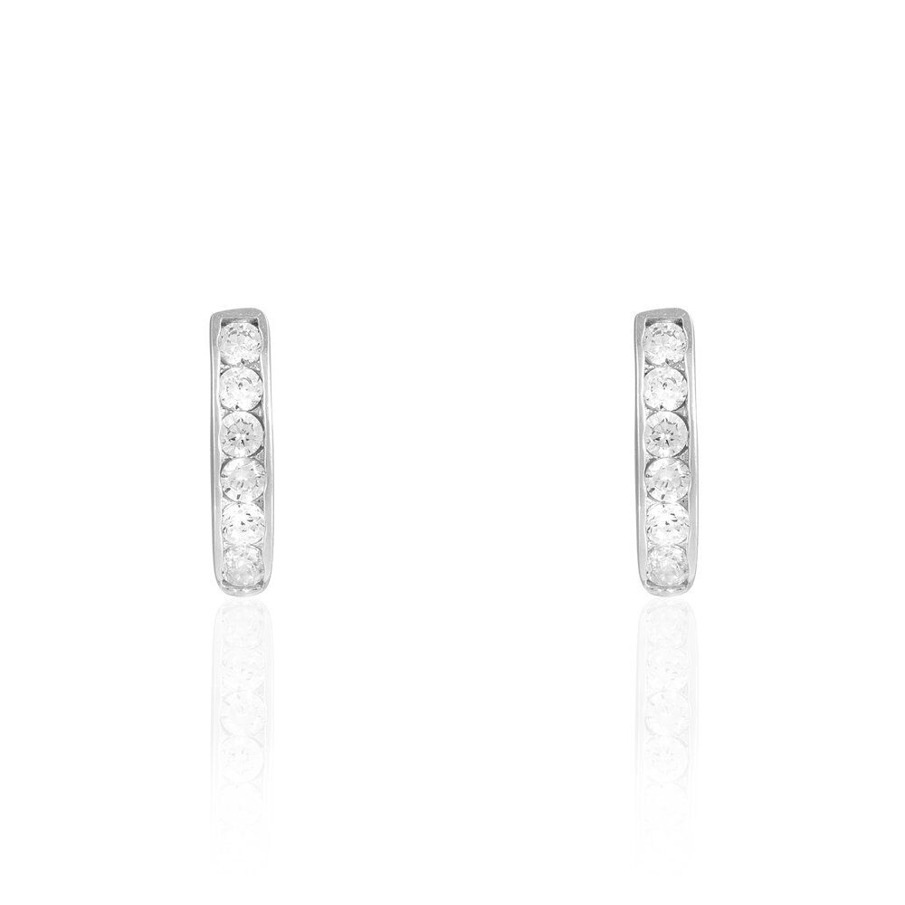 Créoles Callyste Rondes Argent Blanc Oxyde De Zirconium - Puces Femme | Marc Orian
