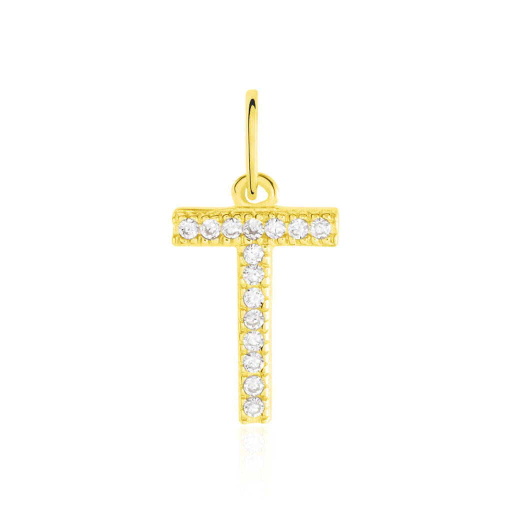 Pendentif Lettre T Or Jaune Oxyde - Pendentifs Famille | Marc Orian