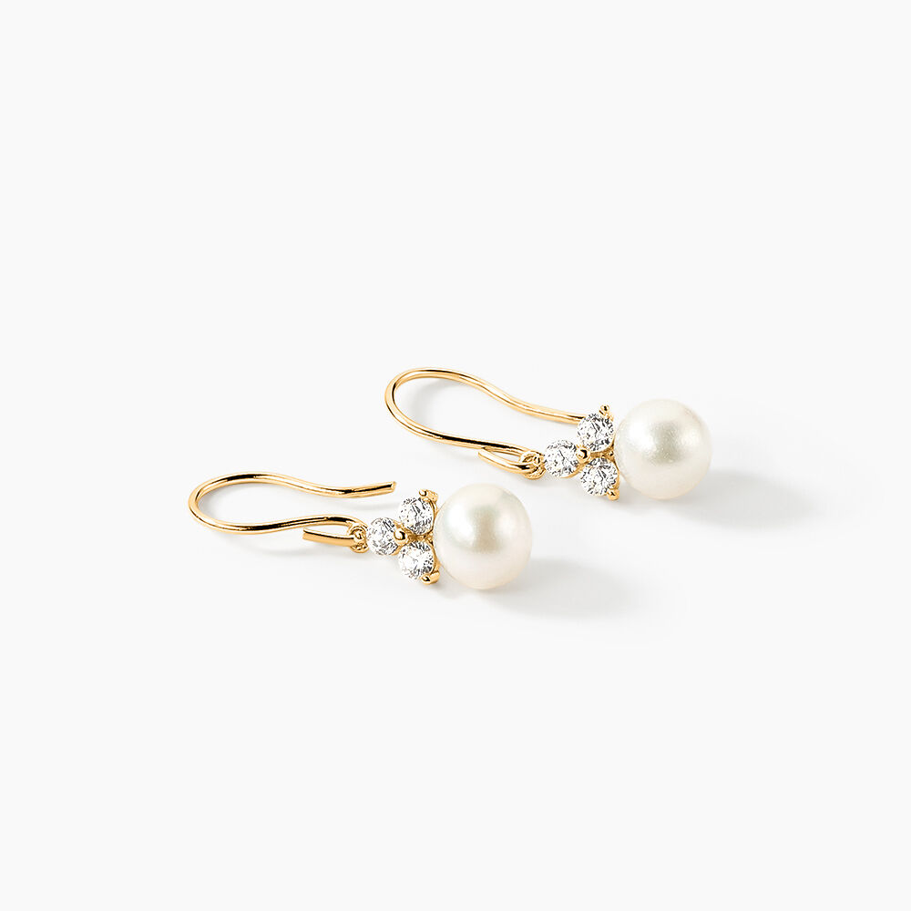 Boucles D'oreilles Pendantes Taissia Or Jaune Perle De Culture - Pendantes Femme | Marc Orian