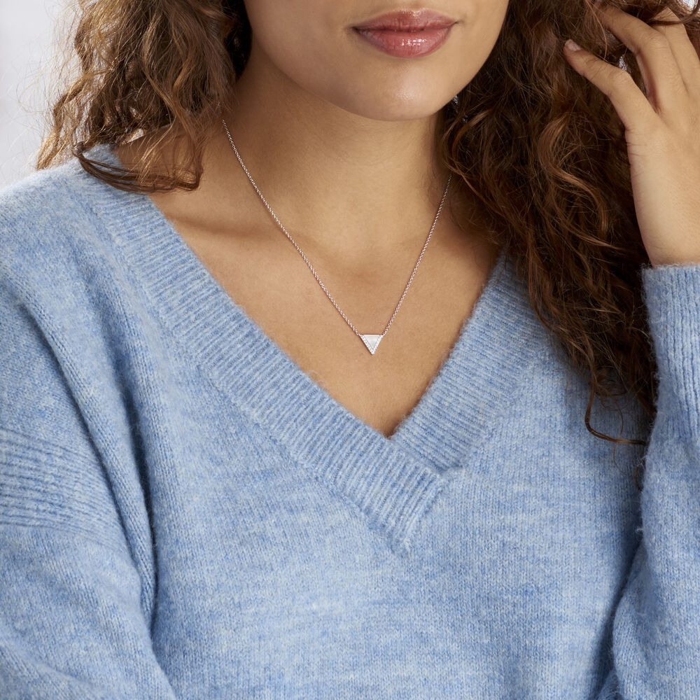 Collier Mori Argent Blanc Oxyde De Zirconium Et Nacre - Colliers avec pierres Femme | Marc Orian