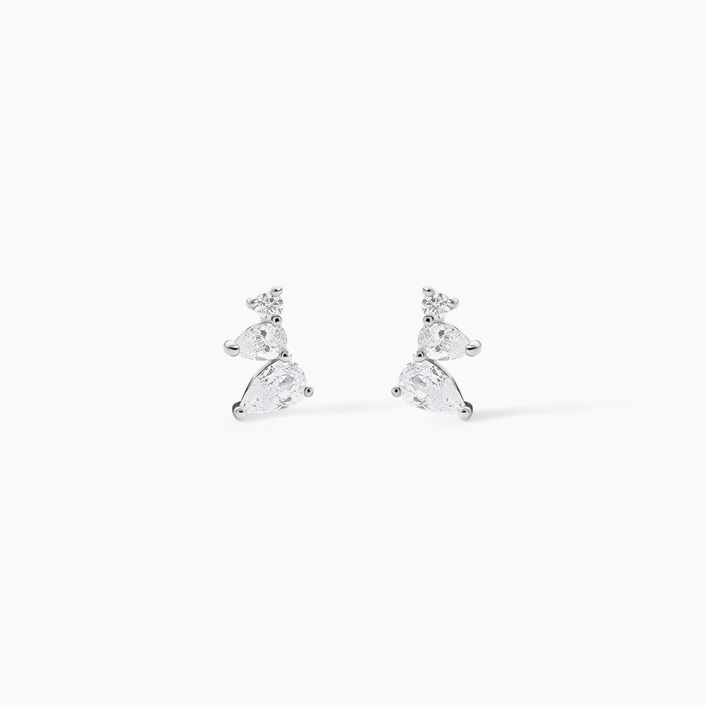 Boucles D'oreilles Puces Anya Argent Blanc Oxyde De Zirconium - Puces Femme | Marc Orian