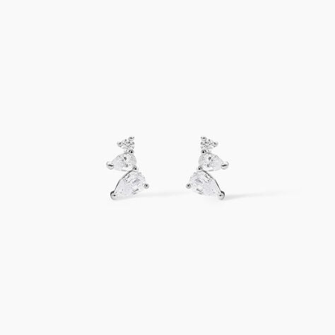 Boucles D'oreilles Puces Anya Argent Blanc Oxyde De Zirconium - Puces Femme | Marc Orian
