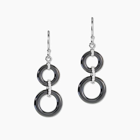 Boucles D'oreilles Pendantes Narcissa Argent Blanc C&eacute;ramique Et Oxyde - Pendantes Femme | Marc Orian