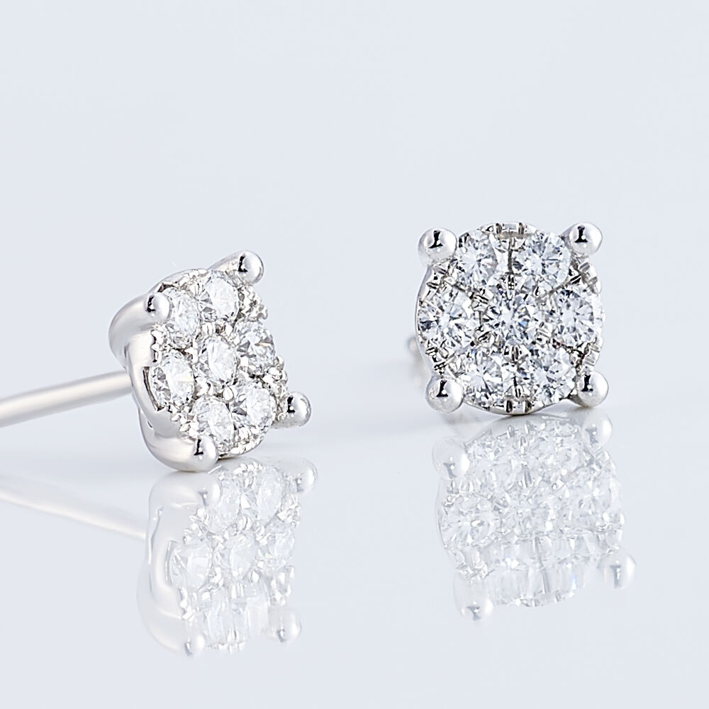 Boucles D'oreilles Puces Charlene Or Blanc Diamant Synthetique - Puces Femme | Marc Orian