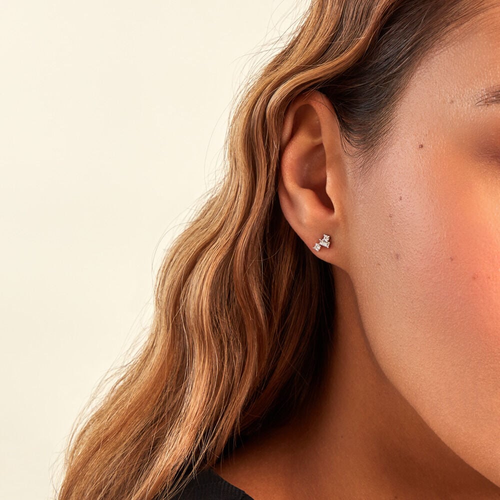 Boucles D'oreilles Puces Baliatista Or Jaune Diamant Synthétique - Puces Femme | Marc Orian