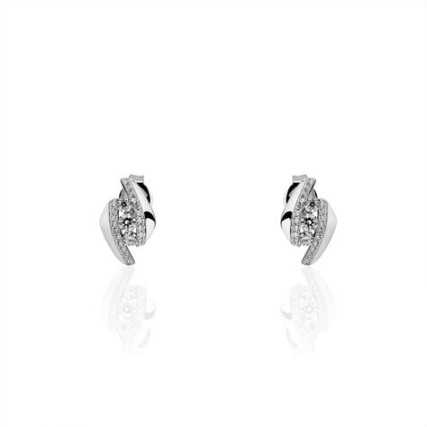 Boucles D'oreilles Puces Barbara Or Blanc Diamant - Puces Femme | Marc Orian