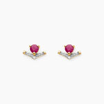 Boucles D'oreilles Puces Sabella Or Jaune Rubis Diamant - Puces Femme | Marc Orian