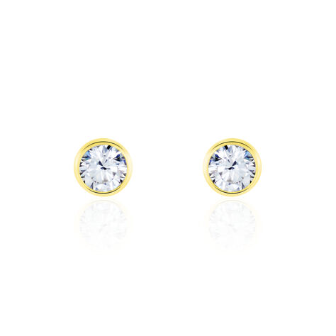 Boucles D'oreilles Puces Elda Serti Clos Or Jaune Oxyde De Zirconium - Puces Femme | Marc Orian