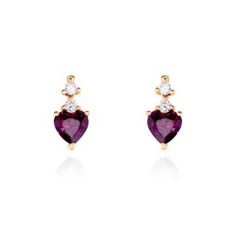 Boucles D'oreilles Puces Or Rose Samanta Rhodolite - Clous d'oreilles Femme | Marc Orian