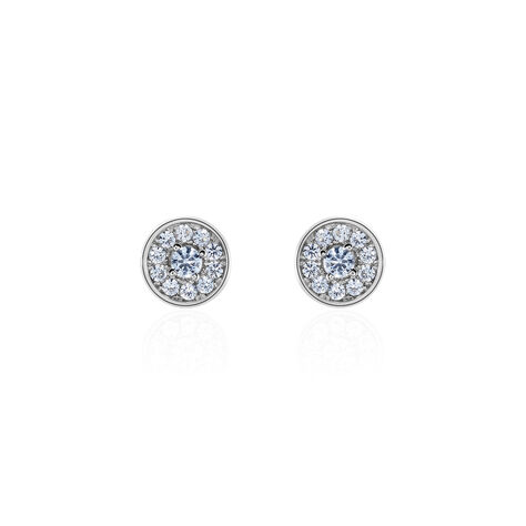Boucles D'oreilles Puces Auxana Argent Blanc Oxyde De Zirconium - Puces Femme | Marc Orian
