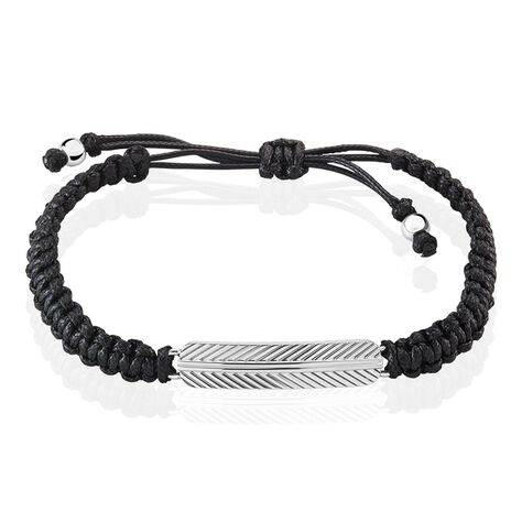 Bracelet Phebus Him Acier Blanc Cordon Noir - Bracelets cordons Homme | Marc Orian